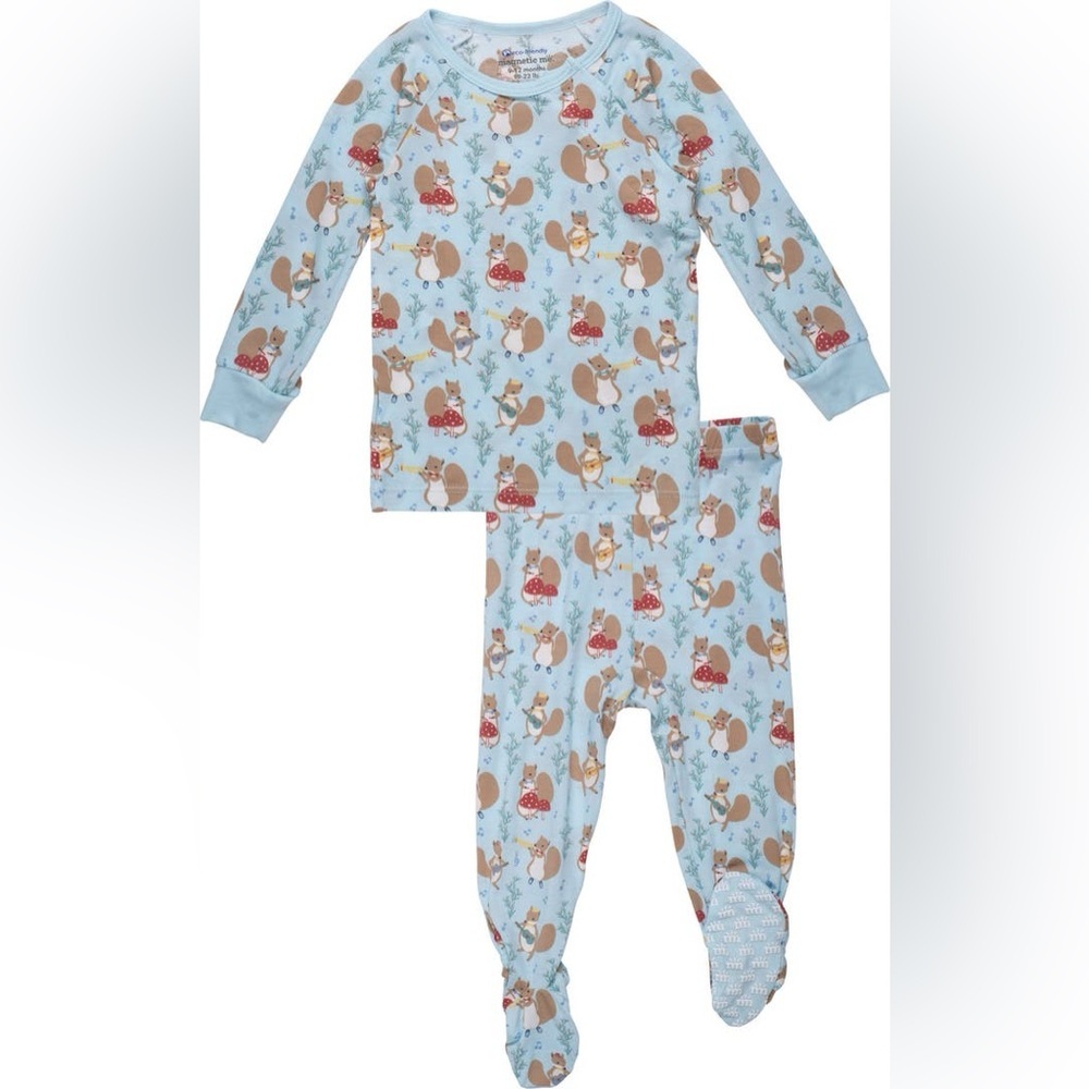 Magnetic Me Baby Band Together Two-Piece Footed Pajamas, 12-18 months, NWT 🍄🐿️